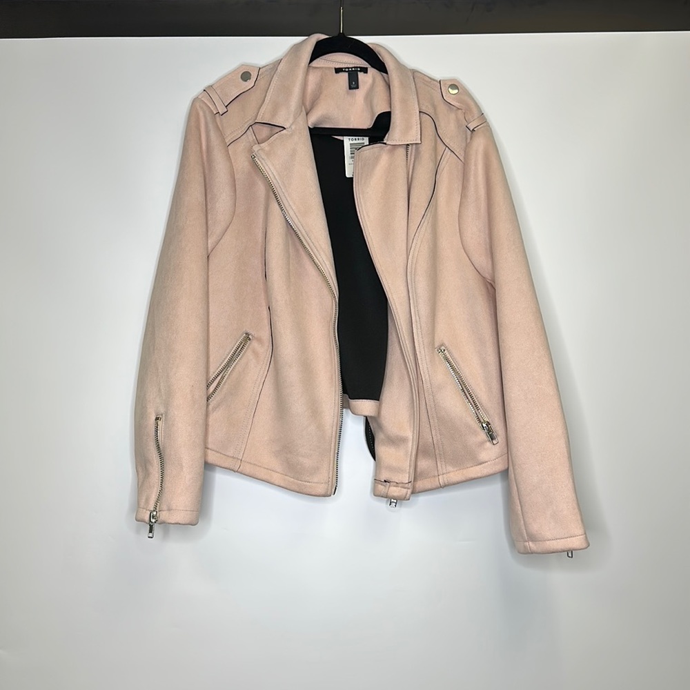 Torrid Stretch Suede Blush Moto Jacket